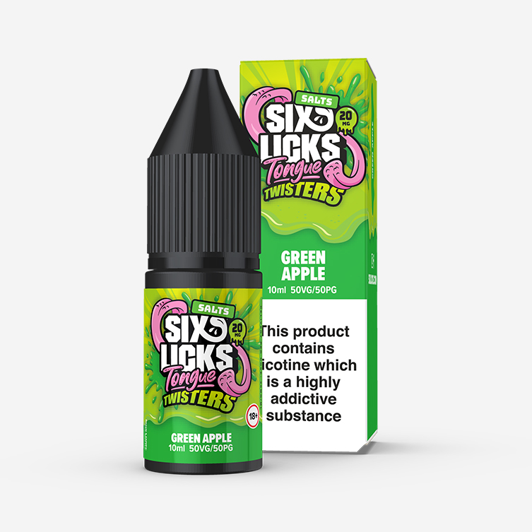 Six Licks Tongue Twisters – Green Apple 10ml Salt Nicotine E-liquid